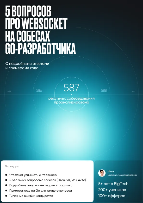 Обложка гайда «5 вопросов про Websocket на собесах Go-разработчика»