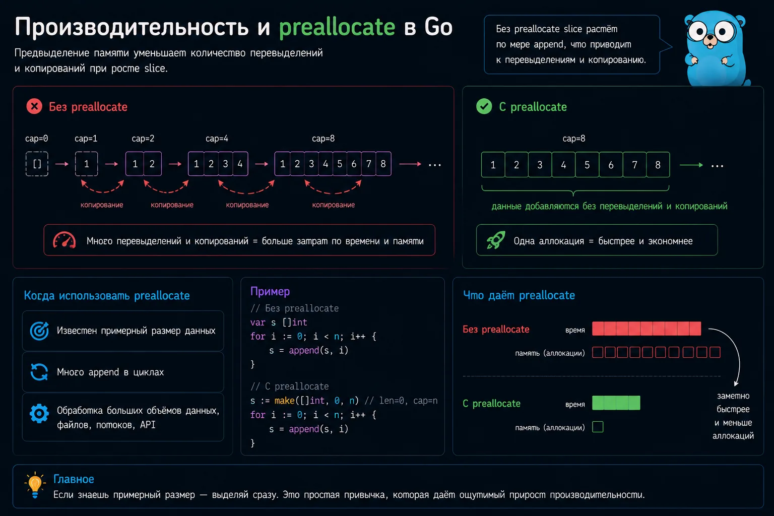 Производительность и preallocate в Golang