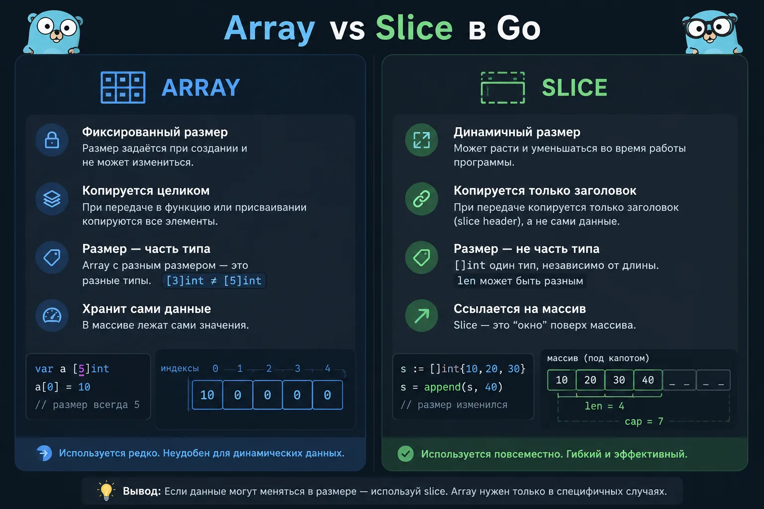 Array vs Slice в Golang