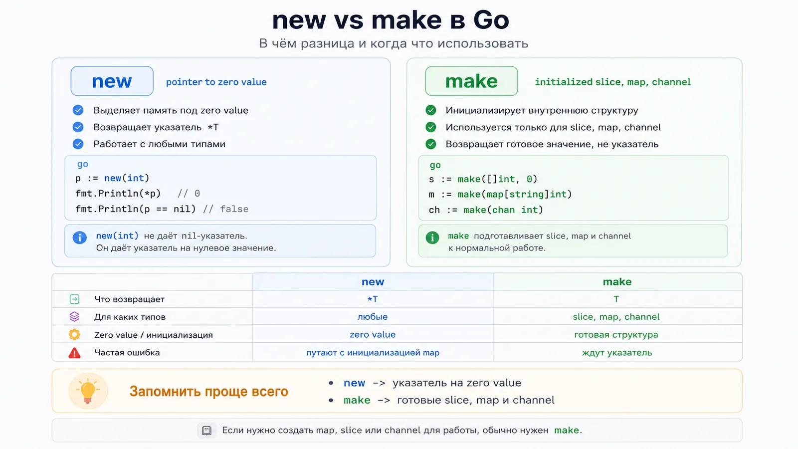 new vs make в Golang