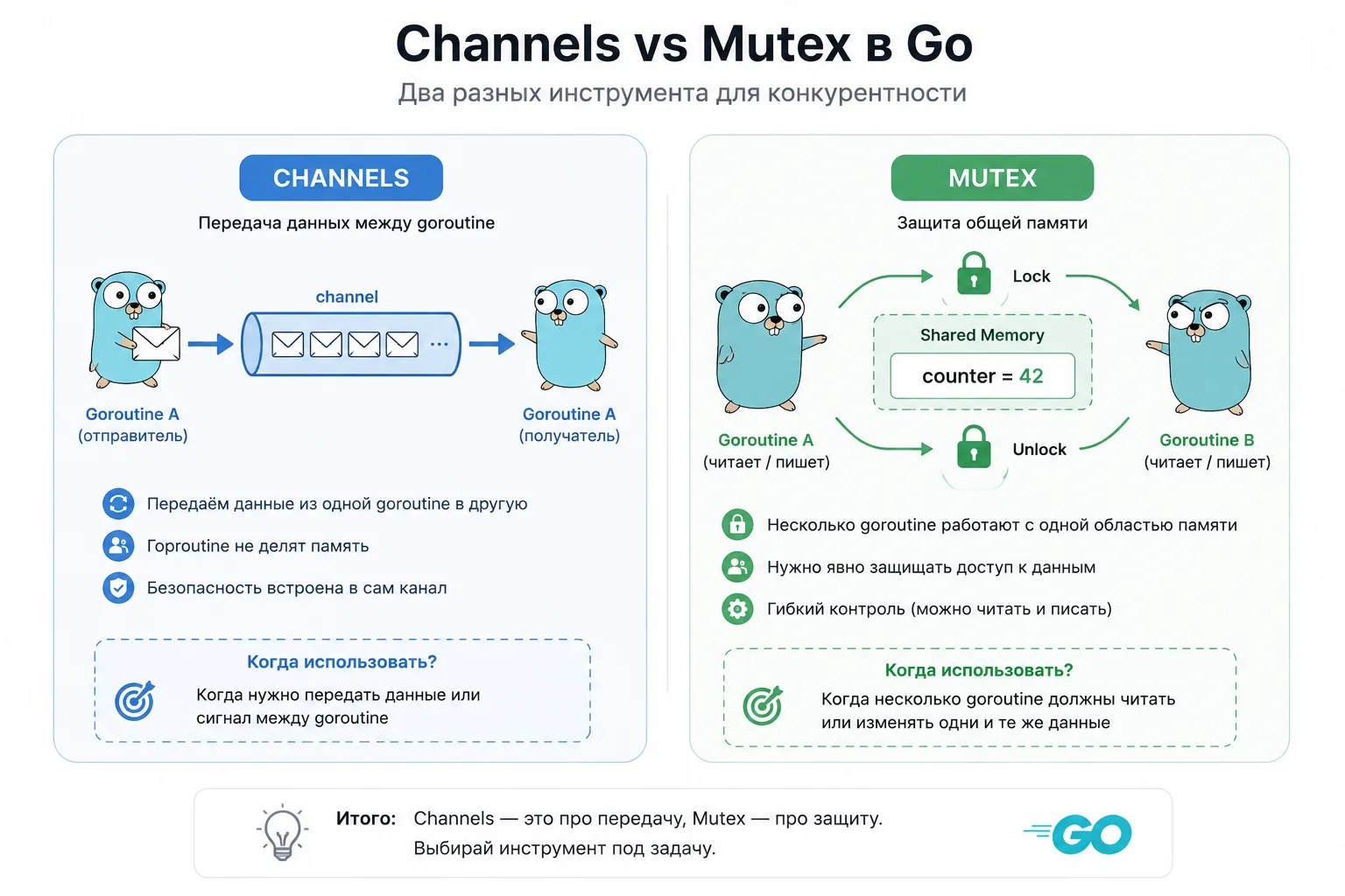 Channels vs Mutex в Go